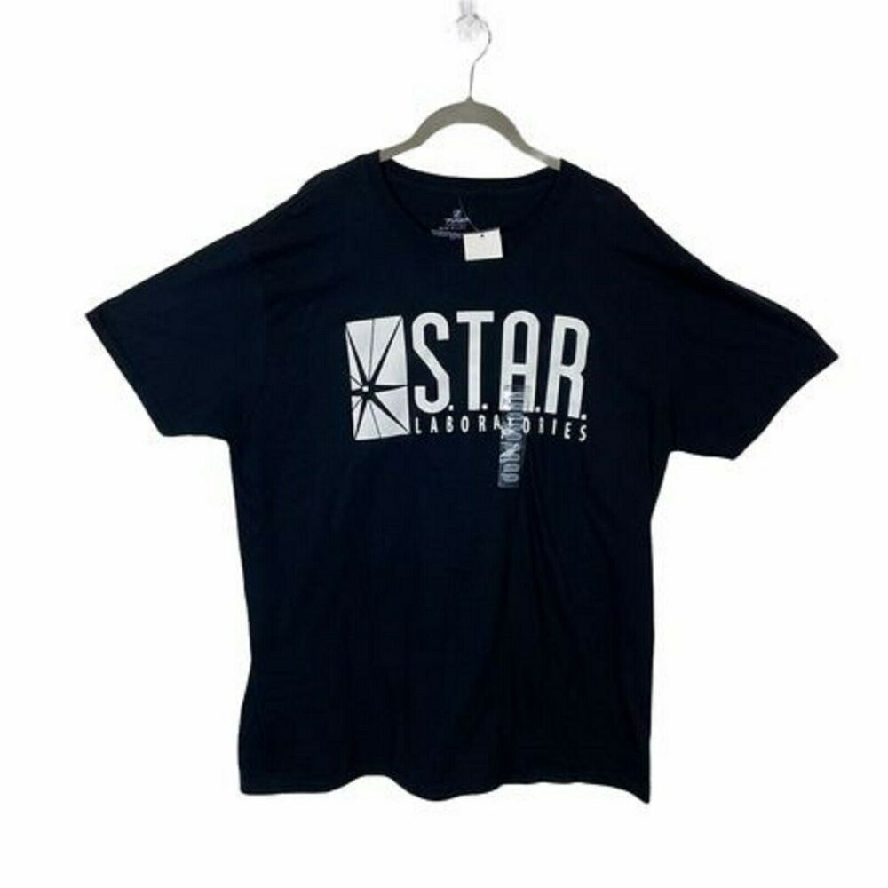 The Flash Graphic T Shirt Mens Black Cotton Round Neck Star Laboratories Size XL